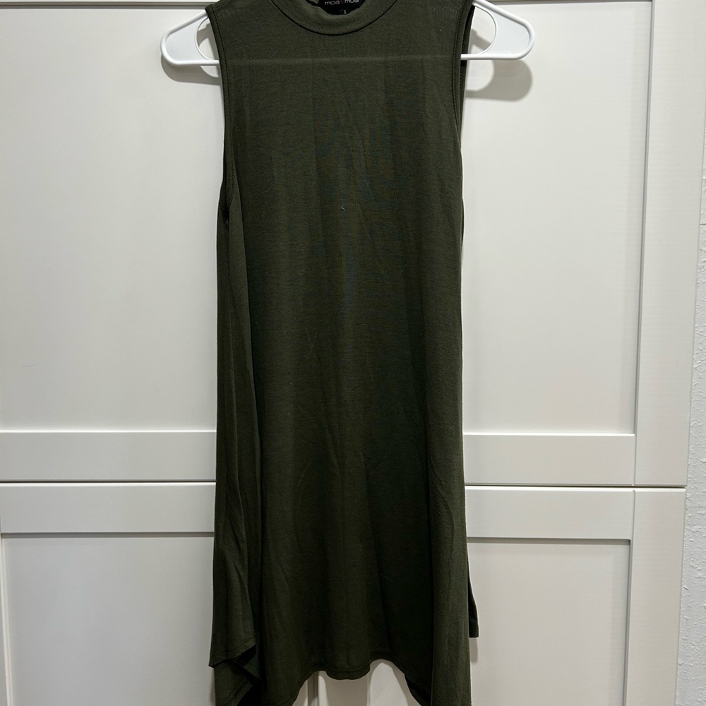 Moa Moa Green Sleeveless Mock Neck Sheath Dress